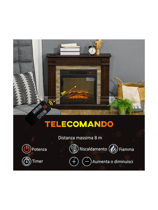 HomCom Под Електрическа печка 1800W 80x21.6см Кафяв