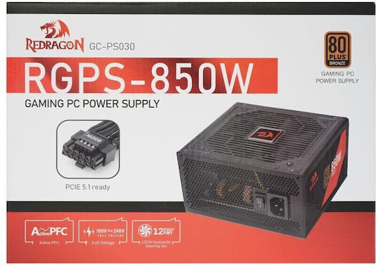 Redragon RGPS850W 850W Μαύρο Τροφοδοτικό Υπολογιστή Full Wired 80 Plus Bronze