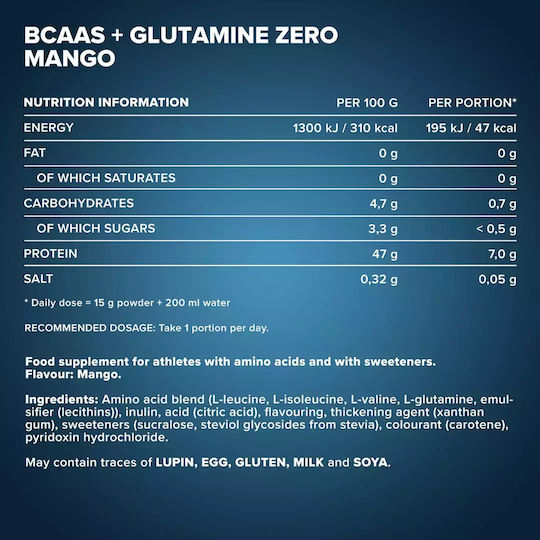 IronMaxx Bcaas + Glutamine Zero 500gr Mango