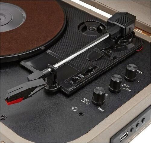 Muse MT-201 MT-201BTG Кутия за риболовни принадлежности Грамофон с Предусилвател и Вградени говорители Сив