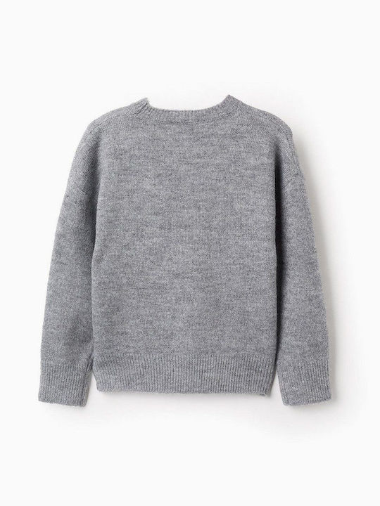 Kinderpullover Langarm Grau Dunkelgrau Melange