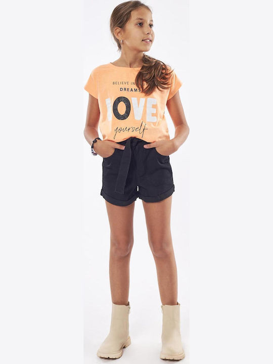 Παιδικό Crop Top Κοντομάνικο Πορτοκαλί Love Yourself