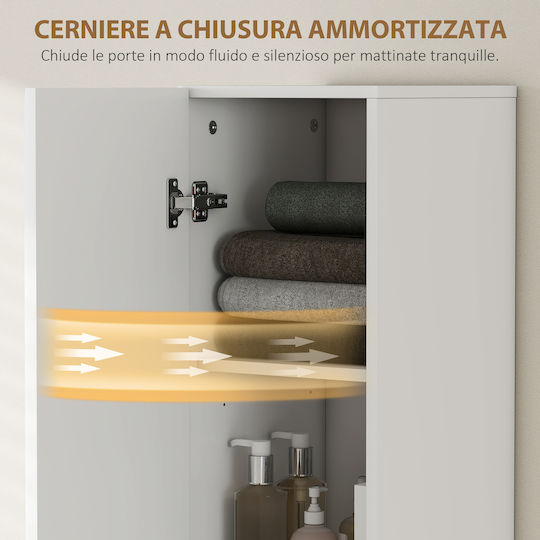 HomCom Floor Bathroom Column Cabinet L30xD31.5xH160cm White