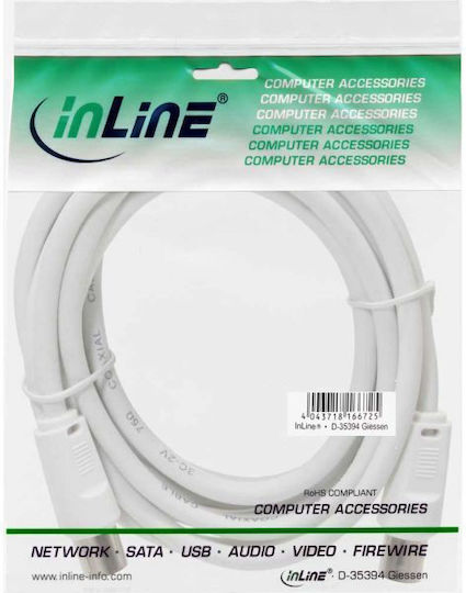 InLine Καλώδιο Κεραίας Coax male - Coax female Λευκό 3m (69403) 1τμχ