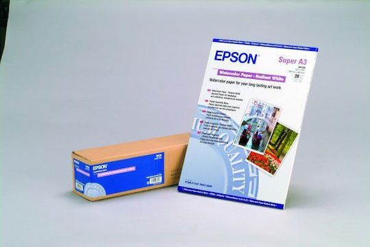 Epson Watercolor Paper Radiant White Photo Paper Matte A3+ 190gr/m² for Printers Inkjet 20 Sheets