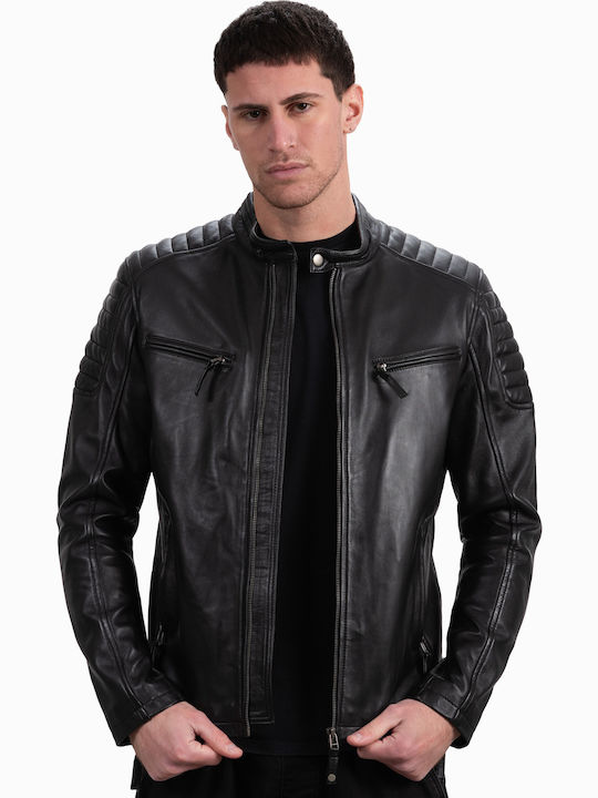 Delta Sheep Leather Winter Jacket Biker Black