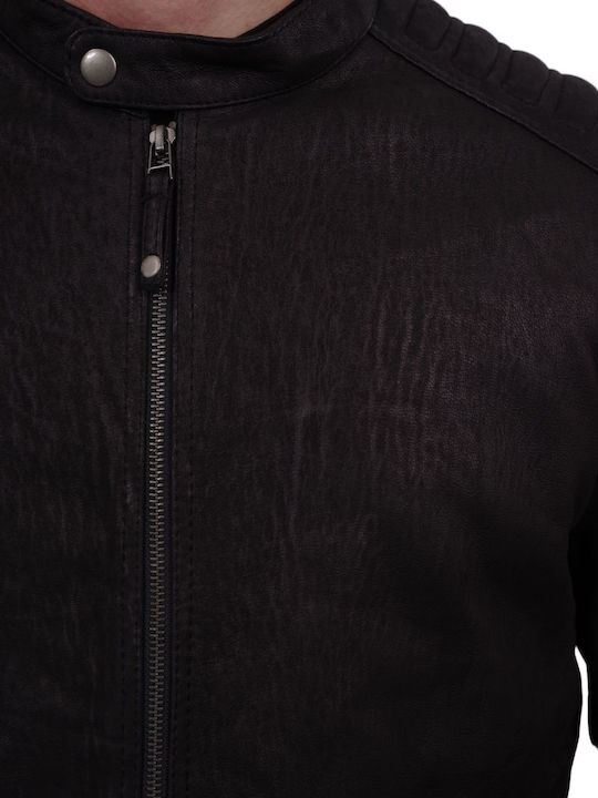Yankee Buffed Leather Jacket Black