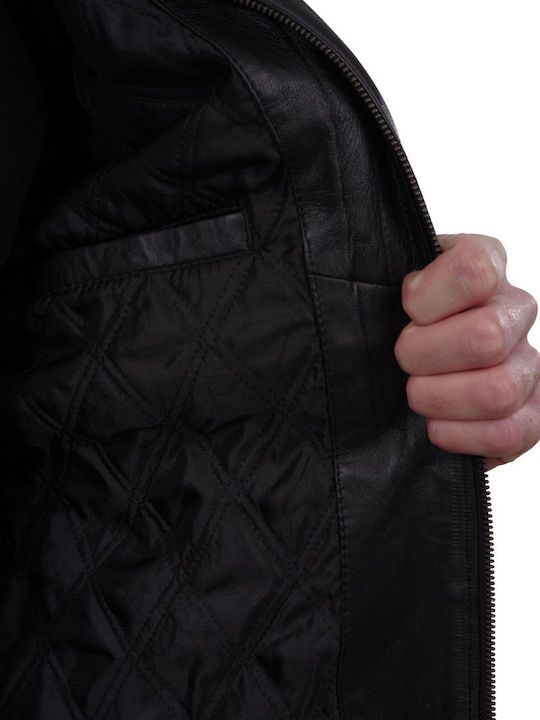 Delta Sheep Leather Winter Jacket Biker Black
