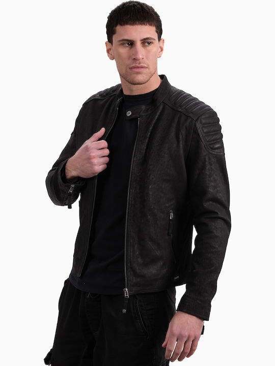 Yankee Buffed Leather Jacket Black
