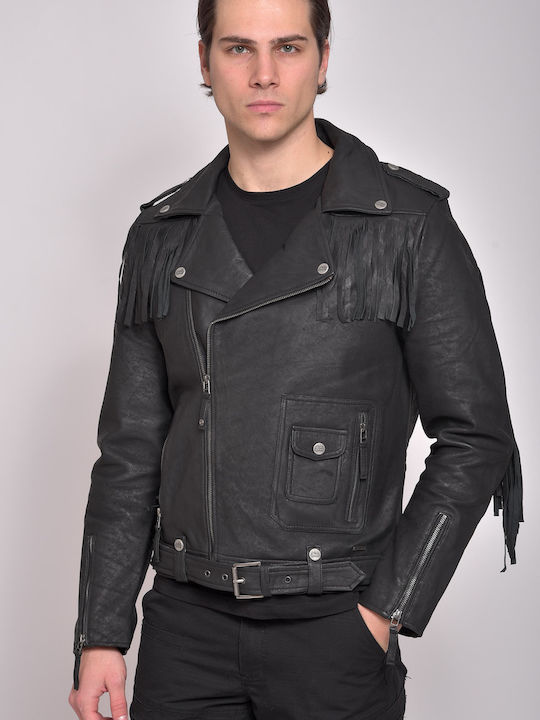 Navajo Snuff Leather Jacket Biker Black