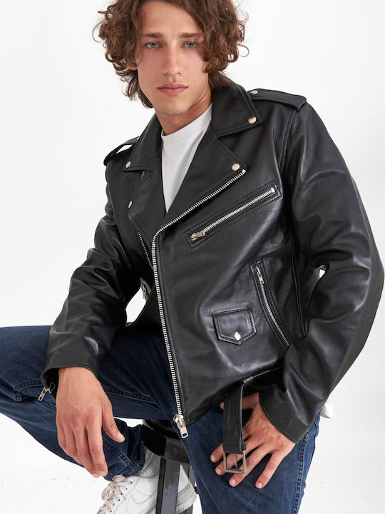 Brando Sheep Δερμάτινο Μπουφάν Biker Μαυρο
