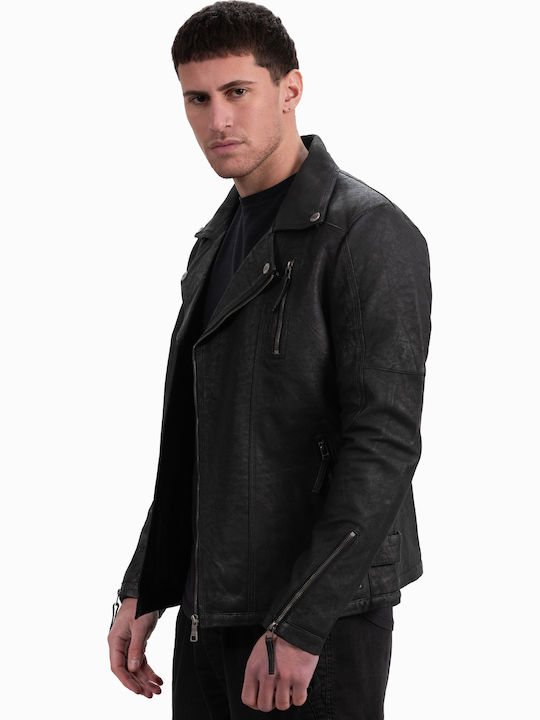 Oscar Vintage Lederjacke Jacke Schwarz