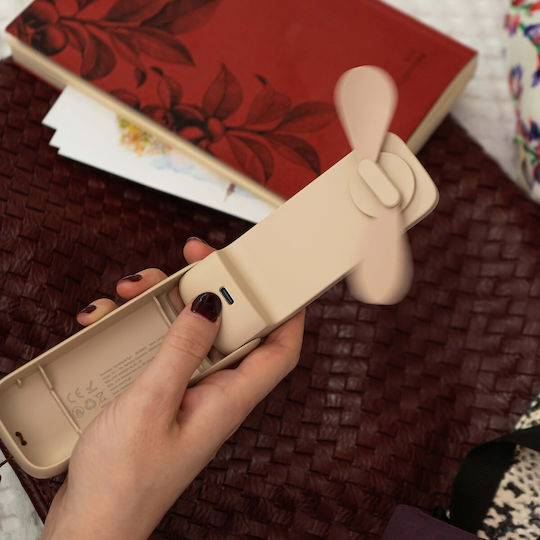 Morris USB Handheld Folding Fan Beige MHF-14101
