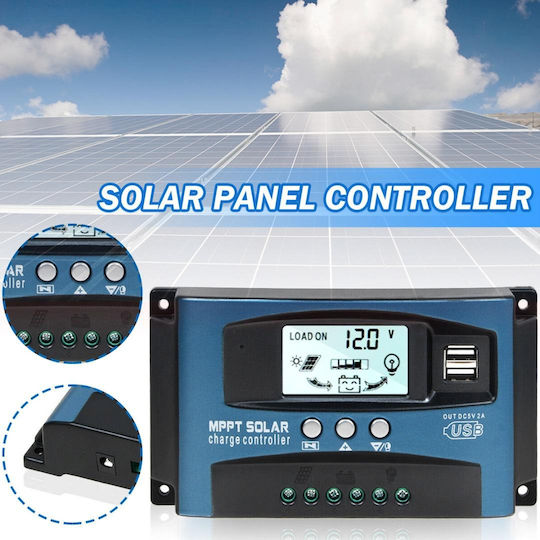Taggo Solar Charge Controller MPPT PWM 100A 1200W 12V 24V 36V 48V 60V Dual USB LCD Display App Control