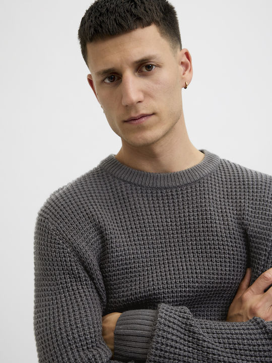 Crew Neck Long Sleeve Gray Sweater