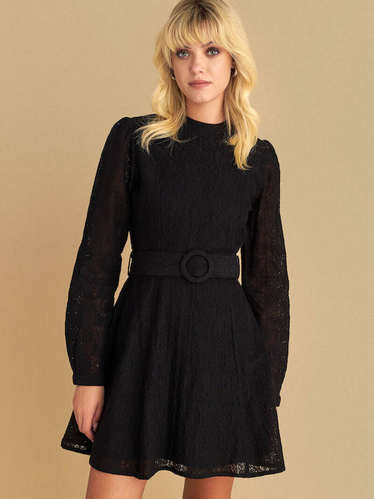 Mini Βραδινό Φόρεμα με Δαντέλα Black