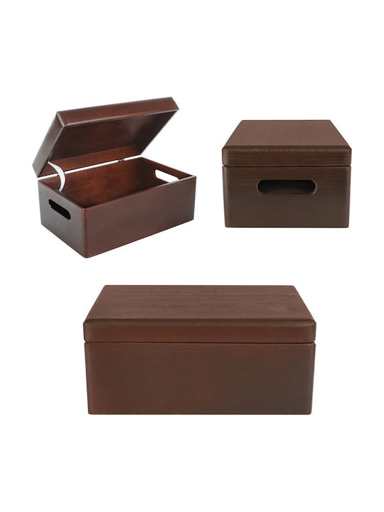 Creative Deco Große Braune Holz-Aufbewahrungsbox 30 x 20 x 14 cm + 1 cm Griffe Deckel Dekorative Truhe Perfekt für Dokumente Andenken Spielzeug Werkzeuge