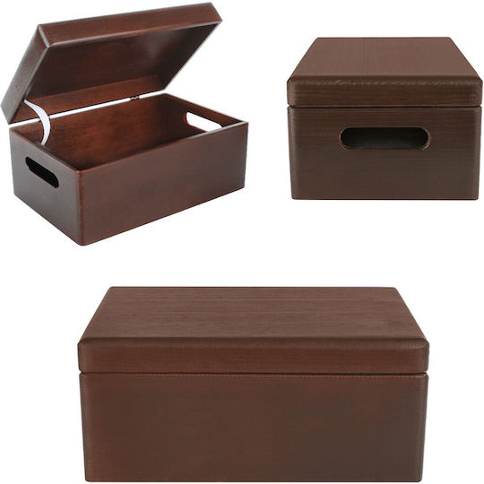 Cutie de Depozitare Mare din Lemn Maro Creative Deco 30 X 20 X 14 Cm + 1 Cm Mânere Capac Decorativ Cufăr Perfect pentru Documente Amintiri Jucării Unelte