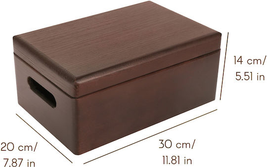 Креатив Деко Кафява Голяма Дървена Кутия за Съхранение 30 X 20 X 14 См + 1 См Дръжки Капак Декоративен Сандък Перфектен за Документи Спомени Играчки Инструменти