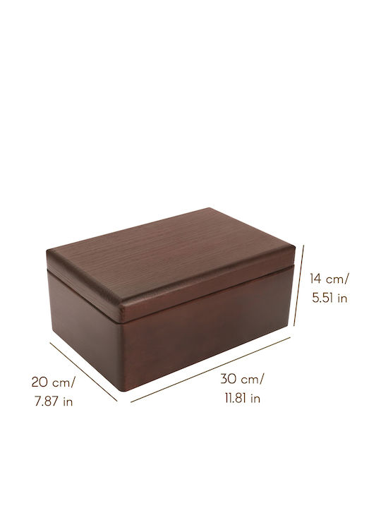 Креатив Деко Кафява Голяма Дървена Кутия за Съхранение с Капак 30 X 20 X 14 См + 1 См Без Дръжки Декоративен Сандък Идеален за Документи Спомени Играчки Инструменти