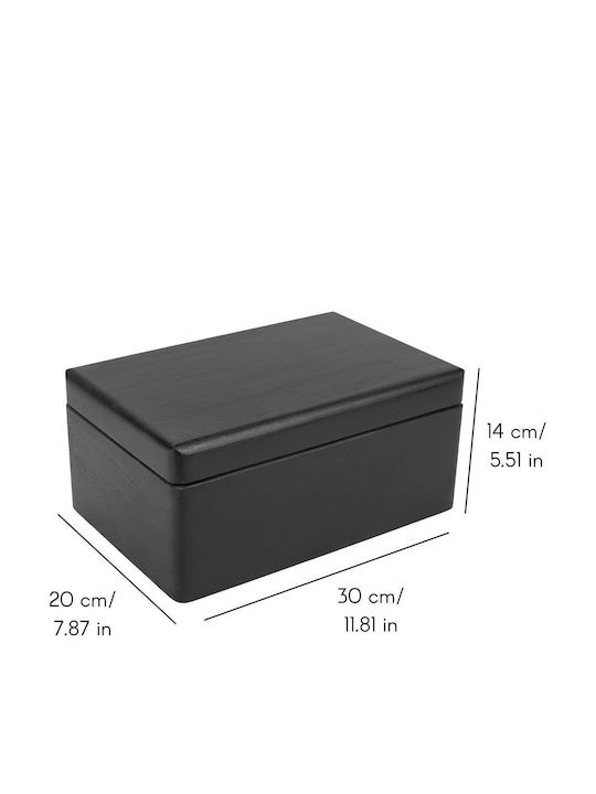 Creative Deco Schwarze Große Holz-Aufbewahrungsbox mit Deckel 30 x 20 x 14 cm + 1 cm Ohne Griffe Dekorative Truhe Ideal für Dokumente Andenken Spielzeug Werkzeuge