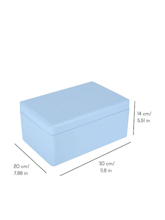 Creative Deco Blue Large Wooden Storage Box Lid 30 X 20 X 14 Cm + 1 Cm Without Handles Decorative Chest Perfect Documents Memorabilia Toys Tools