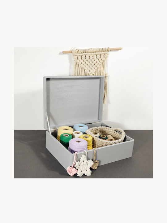 Cutie de Depozitare Mare din Lemn Creative Deco XL Gri cu Capac 40 X 30 X 14 Cm + 1 Cm Fără Mânere Cufăr Decorativ Ideal pentru Documente Amintiri Jucării Unelte