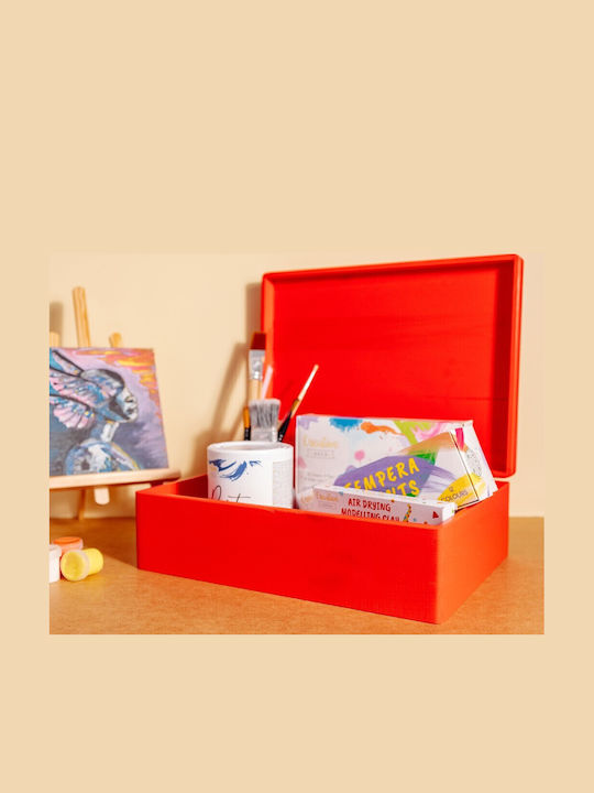Creative Deco Xl Red Large Wooden Storage Box Lid 40 X 30 X 14 Cm + 1 Cm No Handles Decorative Chest Perfect Documents Memorabilia Toys Tools