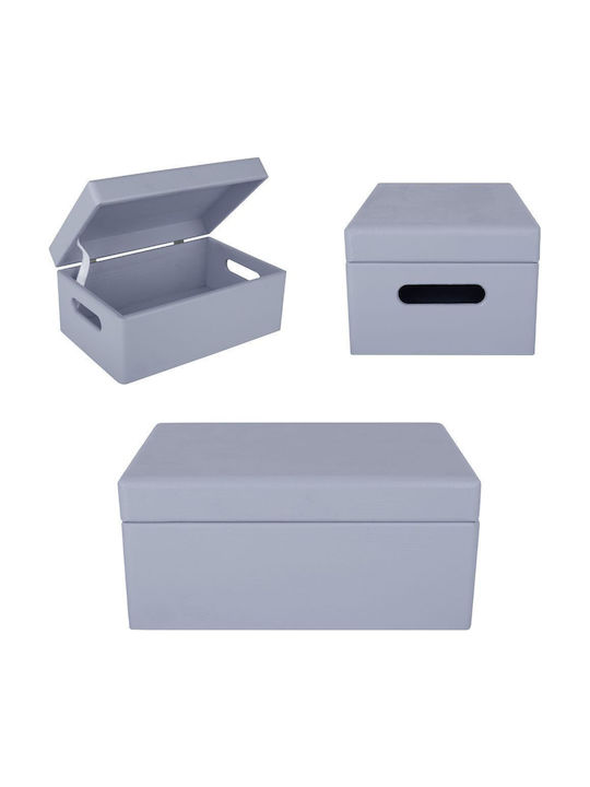 Creative Deco Gray Large Wooden Storage Box 30 X 20 X 14 Cm + 1 Cm Handles Lid Decorative Chest Perfect Documents Memorabilia Toys Tools