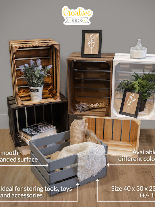 Creative Deco Wooden Chest Brown 40 X 30 X 23 Cm Natural Wooden Box Perfect Storage Gift Decoration Diy Documents Tools Toys