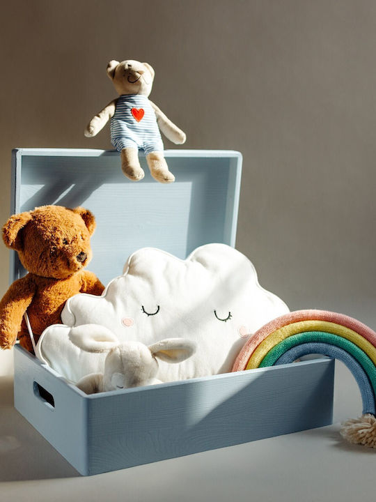 Cutie de Depozitare Mare din Lemn Creative Deco XL Albastră 40 X 30 X 14 Cm + 1 Cm Mânere Capac Decorativ Perfectă pentru Documente Amintiri Jucării Unelte
