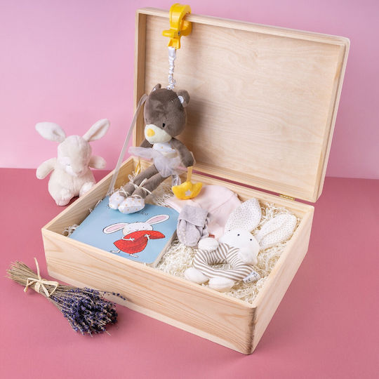 Creative Deco Xl Large Wooden Box Lock Lid Decoration 40 X 30 X 14 Cm + 1 Cm Without Handles Wooden Chest Documents Toys Tools Raw Unfinished