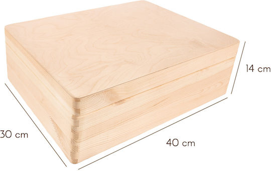 Creative Deco Xl Large Wooden Box Lock Lid Decoration 40 X 30 X 14 Cm + 1 Cm Without Handles Wooden Chest Documents Toys Tools Raw Unfinished