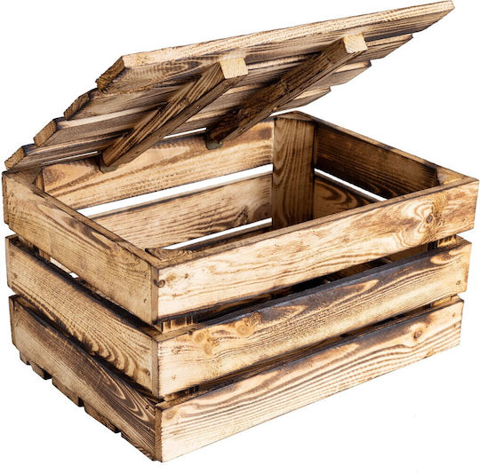Creative Deco Wooden Burned Chest Large Lid 40 X 30 X 22 Cm Vintage Style Burned Wooden Box Perfect Storage Gift Diy Decoration