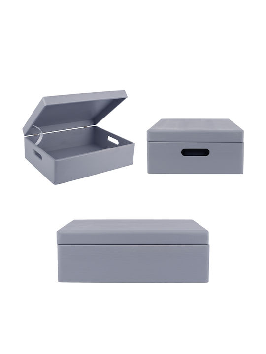 Cutie de depozitare mare din lemn gri Creative Deco XL 40 x 30 x 14 cm + 1 cm mânere capac ladă decorativă perfectă pentru documente suveniruri jucării unelte