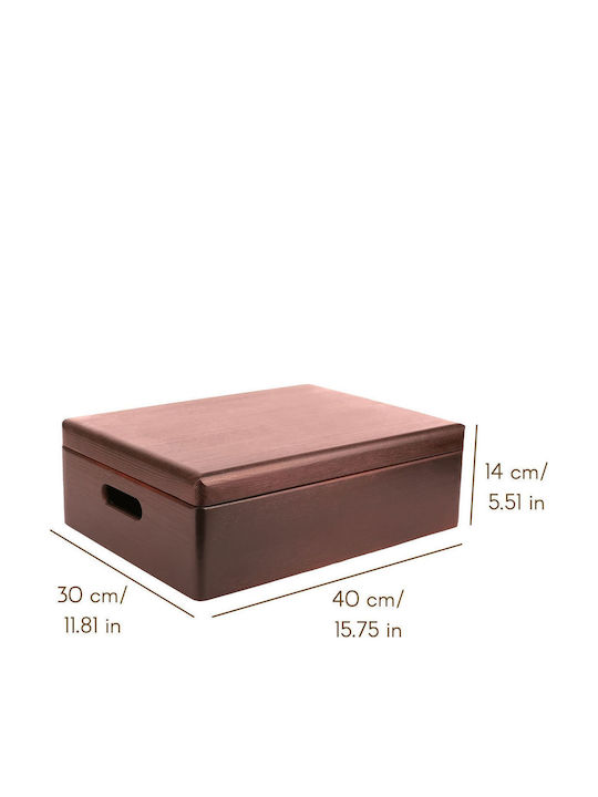 Creative Deco Xl Brown Large Wooden Storage Box 40 X 30 X 14 Cm + 1 Cm Handles Lid Decorative Chest Perfect Documents Memorabilia Toys Tools