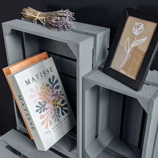 Cufăr Creativ Deco din Lemn Gri 40 X 30 X 15 Cm Cutie din Lemn Natural Perfectă pentru Depozitare Cadou Decorațiune Diy Documente Unelte Jucării
