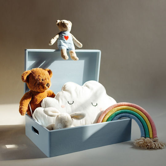 Cutie de Depozitare Mare din Lemn Creative Deco XL Albastră 40 X 30 X 14 Cm + 1 Cm Mânere Capac Decorativ Perfectă pentru Documente Amintiri Jucării Unelte