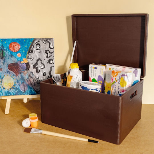 Cutie de Depozitare Mare din Lemn Creative Deco XXL Maro 40 x 30 x 24 cm + Capac cu Mânere de 1 cm Cufăr Decorativ Perfect pentru Documente Amintiri Jucării Unelte