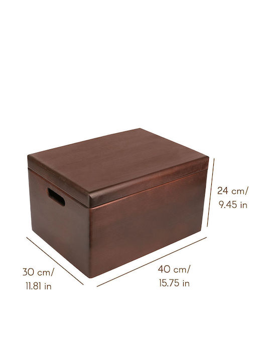 Креатив Деко XXL Кафява Голяма Дървена Кутия за Съхранение 40 x 30 x 24 см + 1 см Дръжки Капак Декоративен Сандък Перфектен за Документи Спомени Играчки Инструменти