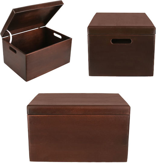 Cutie de Depozitare Mare din Lemn Creative Deco XXL Maro 40 x 30 x 24 cm + Capac cu Mânere de 1 cm Cufăr Decorativ Perfect pentru Documente Amintiri Jucării Unelte