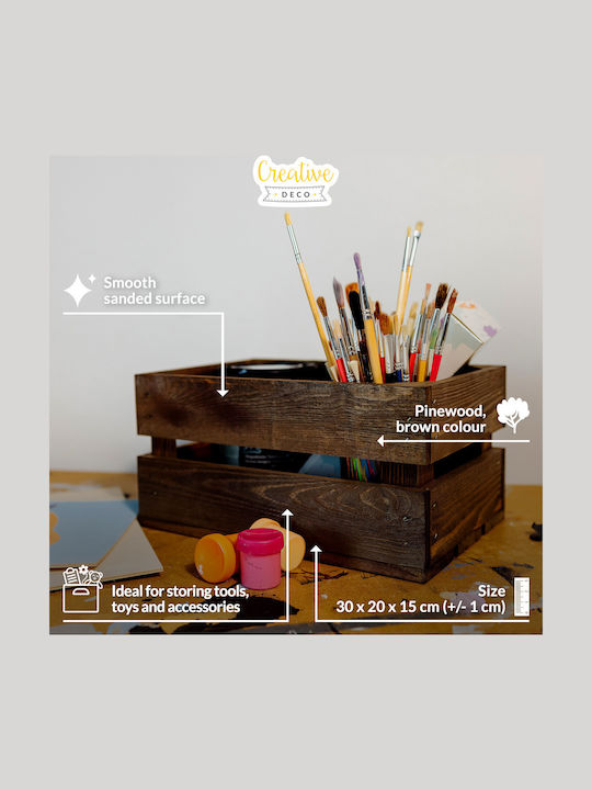 Creative Deco Wooden Chest Brown 30 X 20 X 15 Cm Natural Wooden Box Perfect Storage Gift Decoration Diy Documents Tools Toys