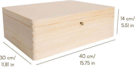 Cutie Mare din Lemn Creative Deco XL cu Capac și Încuietoare 40 x 30 x 14 cm + 1 cm Fără Mânere Cufăr din Lemn pentru Documente Jucării Unelte