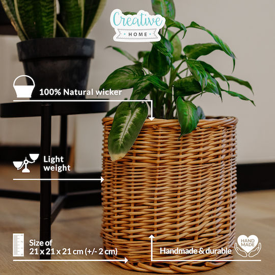 Creative Decorative Basket Wicker Brown 21x21x21cm