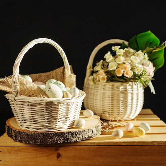 Creative Decorative Basket Wicker with Handles White 22x22x26cm