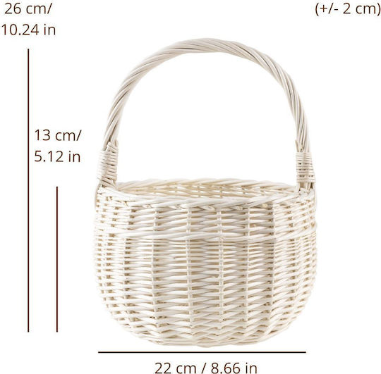Creative Decorative Basket Wicker with Handles White 22x22x26cm