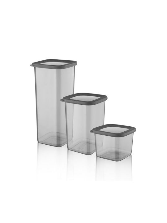 Set 12 Bucăți Vaze Pentru Paste Zahăr Cereale Cu Capac Plastic Gri 1750ml 12 Bucăți