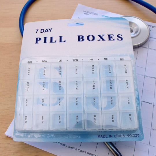 Weekly Pill Organizer 28 Compartments Transparent 1 Piece 5omo89