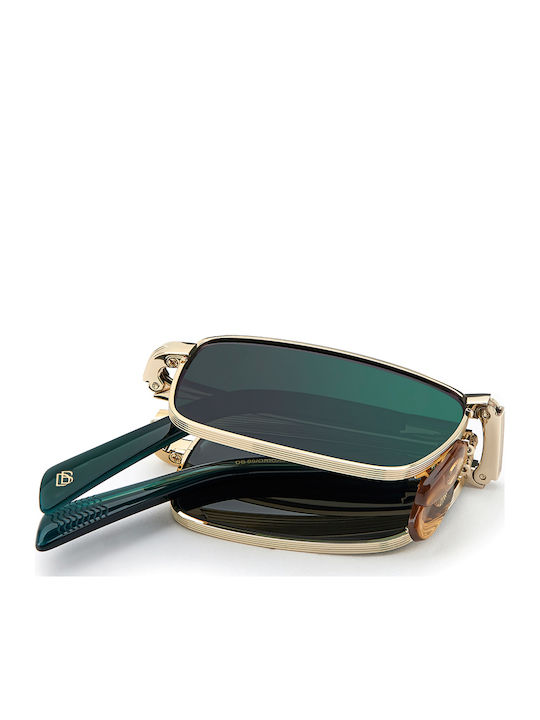 David Beckham Unisex Sunglasses with Gold Metal Frame and Green Lens