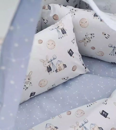 Vesta Home Σετ Βρεφικά Σεντόνια Λίκνου Βαμβακερά Astra Μπλε 70x125εκ. 3τμχ